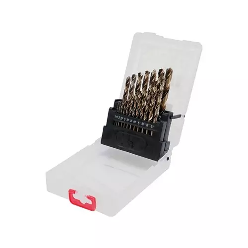 Yato 19 Pcs Twist Drill Bit Set Polished Finish, Cylindrical Shank and >900 N/mm² Tensile Strength, YT-41604