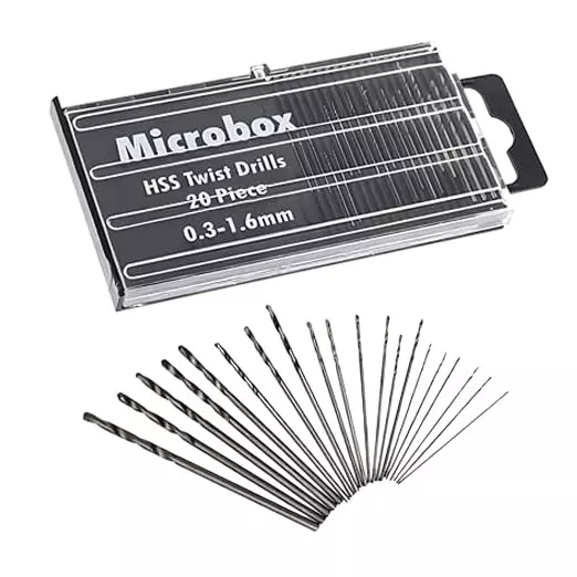 Veltrix 20 Pcs Micro HSS Drill Bit Set 0.3-1.6 mm Precision Twist Bits for Resin, Wood, Plastic, Jewelry & Model Making