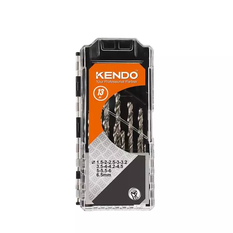 Kendo DIN 338 Fully Ground HSS Twist Drill Bit Set, 11603133 (Pack of 13 Pcs)
