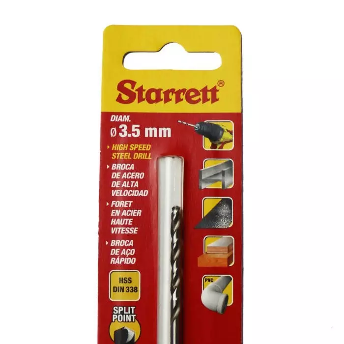 Starrett K bar Series HSS Twist Drill Bit 3.5 mm Diameter 70 mm Overall, KBAR035