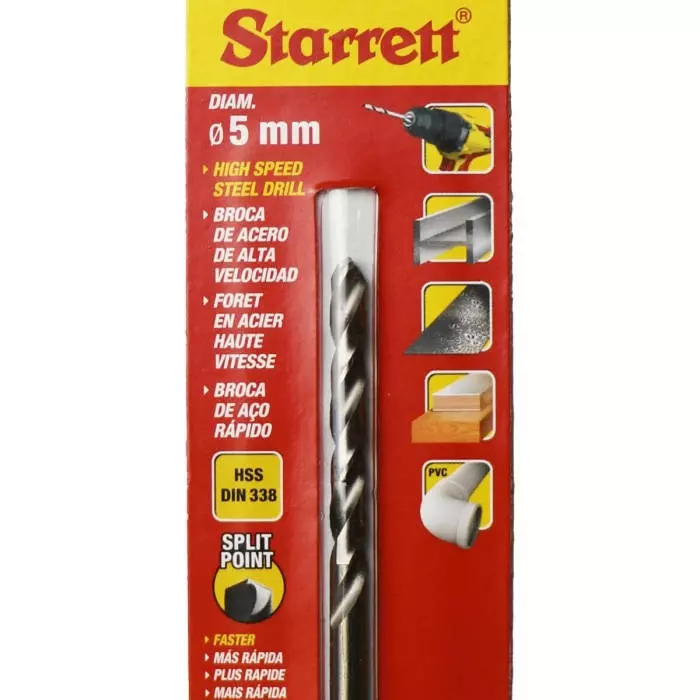 Starrett K bar Series HSS Twist Drill Bit 5 mm Diameter 86 mm Overall, KBAR050