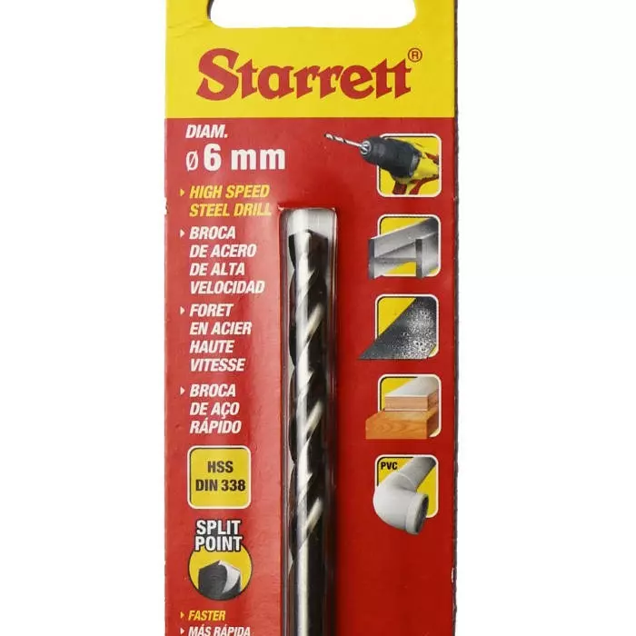 Starrett K bar Series HSS Twist Drill Bit 6 mm Diameter 93 mm Overall, KBAR060