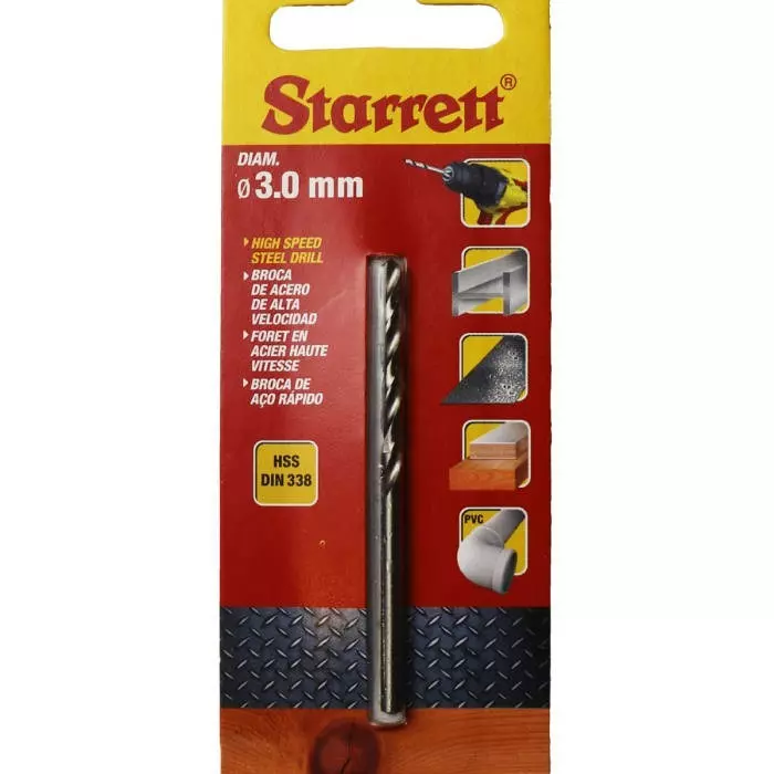Starrett K bar Series HSS Twist Drill Bit 3 mm Diameter 61 mm Overall, KBAR030