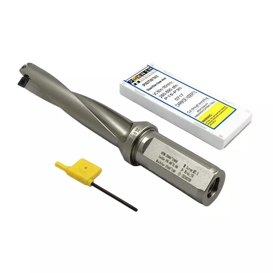 A.D INTERNATIONAL Indexable Insert U Drill Through Coolant 44 mm x 4D x 40 mm Weldon Shank with Free 10 Pcs Carbide Inserts, Z3-3RLH-YLNT