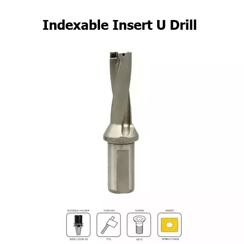 Buyohlic International Indexable Insert U Drill Through Coolant 44 mm x 2D x 40 mm Weldon Shank with Free 10 Pcs Carbide Inserts, O7-GJ4V-9889