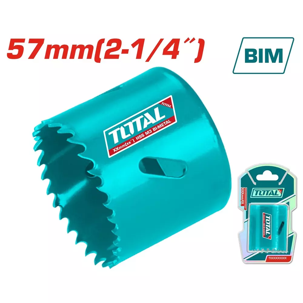Total HSS Bi-Metal Hole Saw 57 mm (2-1/4 inch) Dia. 38 mm (1 1/2 inch) Cutting Depth, TAC410571