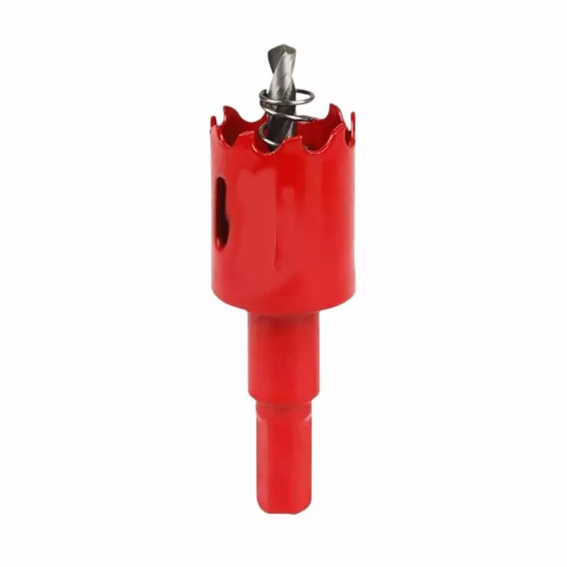 DY Tools Metal Hole Saw with Pilot Drill Bit Red High Speed Steel 25 mm Diameter Classic Style