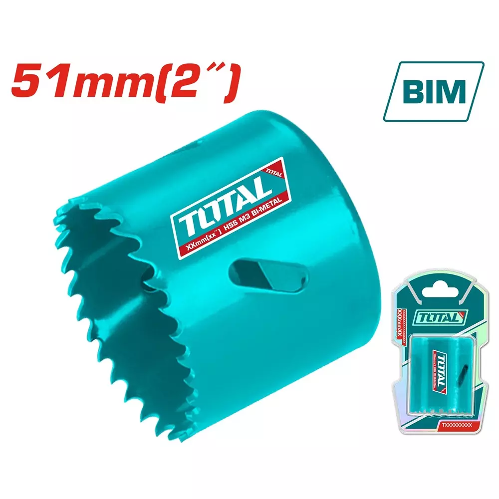 Total HSS Bi-Metal Hole Saw 51 mm (2 inch) Dia. 38 mm (1 1/2 inch) Cutting Depth, TAC410511