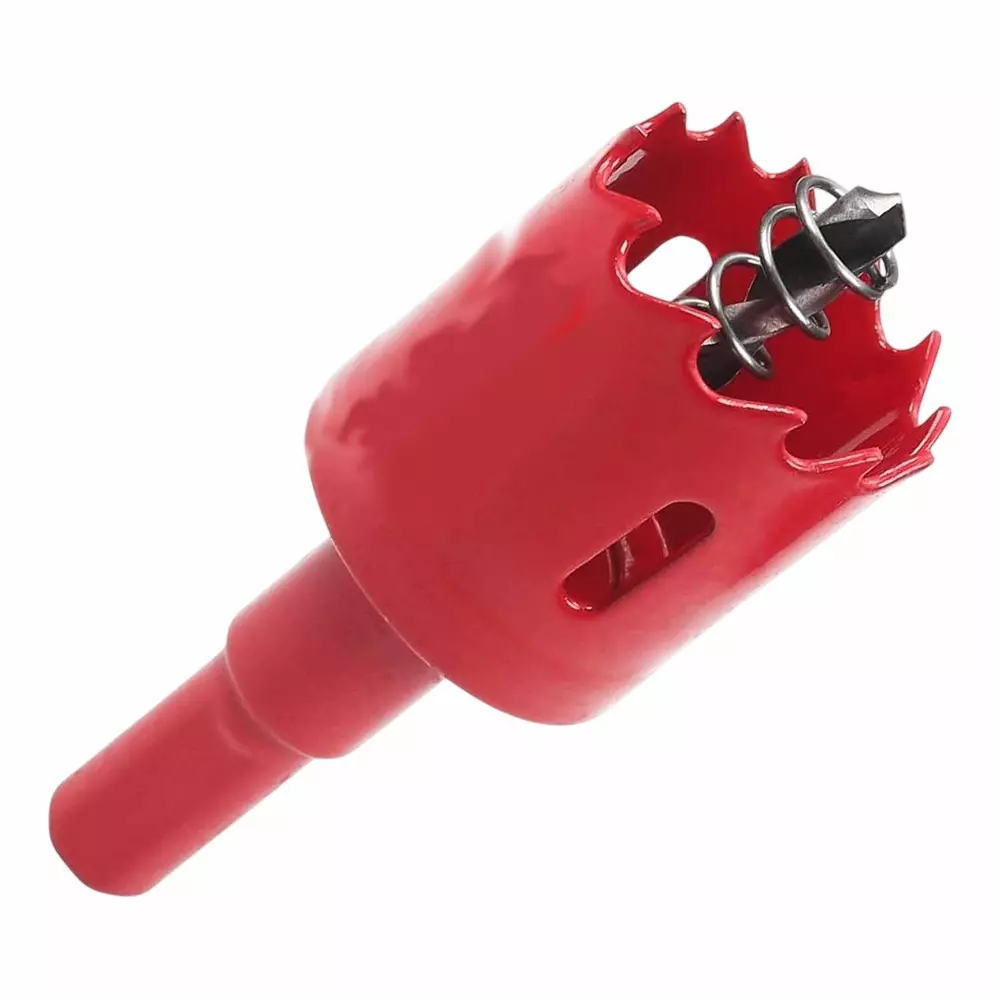 DY Tools Metal Hole Saw Cutter Red High Speed Steel 30 mm Diameter 25 mm Depth Triangular Shank