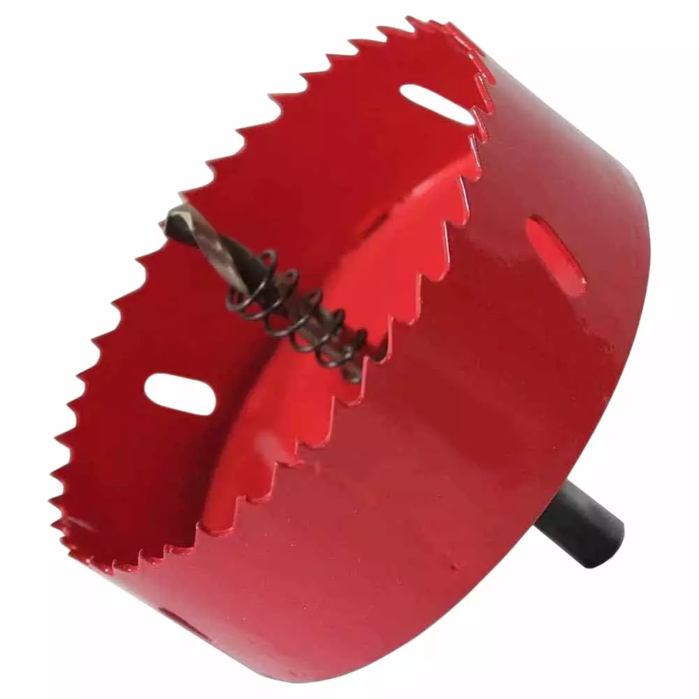 DY Tools Metal Hole Saw Drill Bit Red High Speed Steel Large 3.94 Inch (100 mm) Diameter