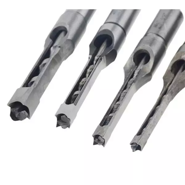 YADAV Mortise Square Hole Saw Auger Drill Bit Chisel Set Woodworking (6 mm, 8 mm, 9.5 mm, 12.7 mm) (Set of 4)