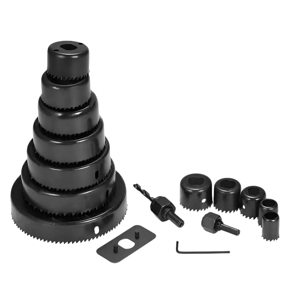 Gambit Hole Saw With Hex Key 19-127 mm Alloy Steel Black For Plasterboard, Plastic, Wood, Mdf, Aluminum, Computer Tables (Pack of 16)