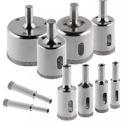 YADAV Diamond Tipped Glass Hole Saw Drill Bit Set for Tile & Marble (Set of 10)