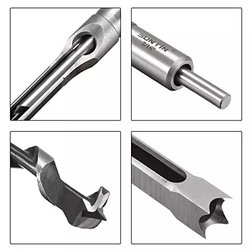YADAV Square Mortise Chisel Hole Saw Drill Bit for Wood with Twist Drill 15 x 10 x 5 cm