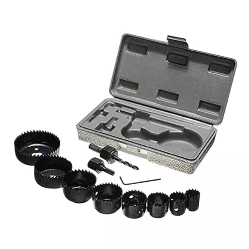Kshivi Hole saw Cutter Set 19-64 Stainless Steel Black For Wood, Steel, Plastic, Wall, BHS:010 (Pack of 11)