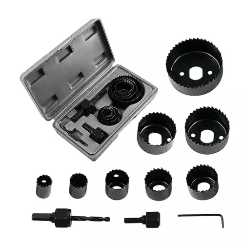 Kshivi Hole saw Cutter Set 19-64 Stainless Steel Black For Wood, Steel, Plastic, Wall, BHS:010 (Pack of 11)