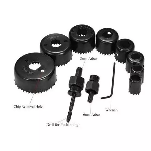 Kshivi Hole saw Cutter Set 19-64 Stainless Steel Black For Wood, Steel, Plastic, Wall, BHS:010 (Pack of 11)