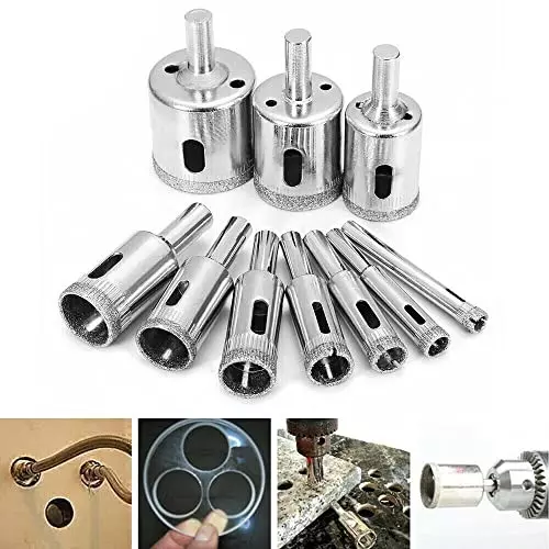 YADAV Diamond Drill Bit Hole Saw Set (6 to 32 mm) for Tile, Glass & Porcelain (Set of 10)