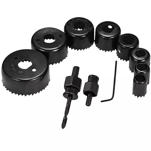 Dip Hole Saw With Hex Key 19-64 mm High Grade Steel Black For Wood & Wooden Products (Pack of 11)