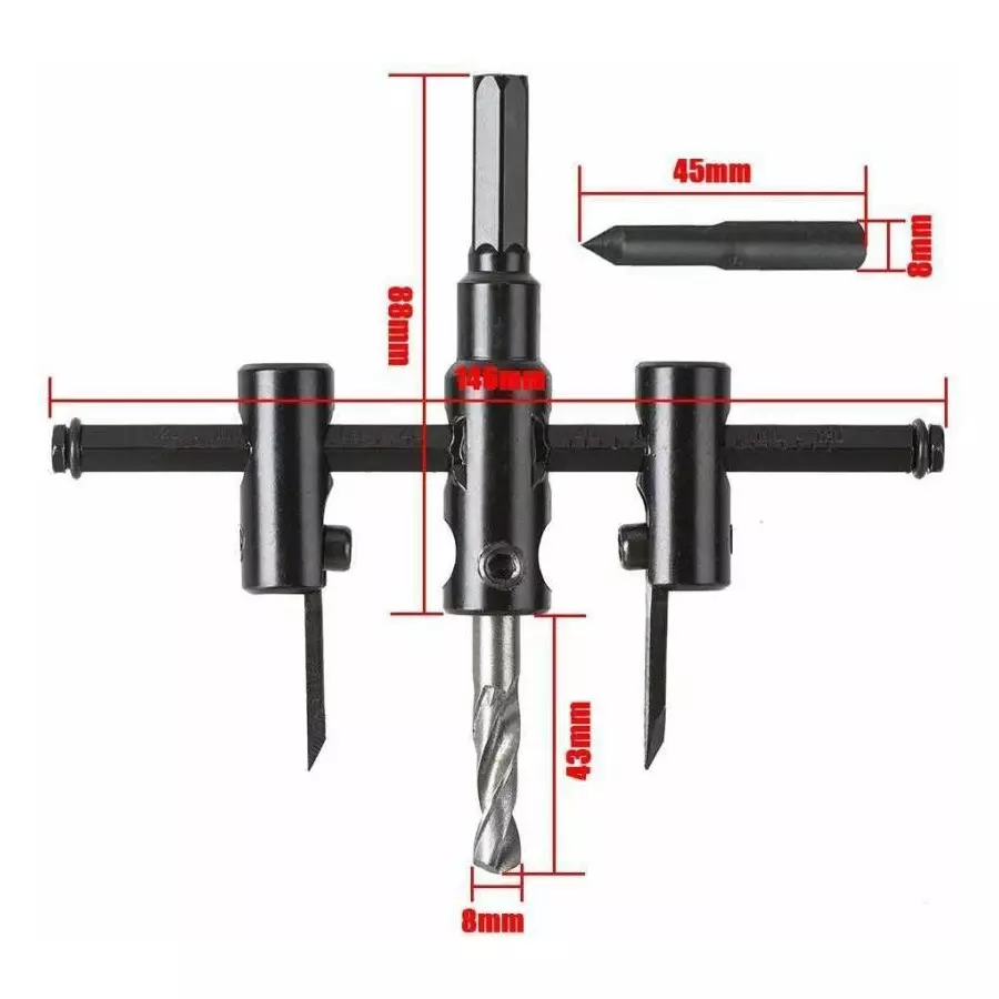 RSKKA Circle Cutter 30, 120 mm Cobait 360° Drill Point Black