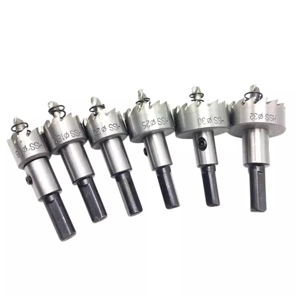 Veltrix 6 Pcs HSS Hole Saw Cutter Drill Bits Set High Speed Steel 3-Flat (16 to 32 mm) Size