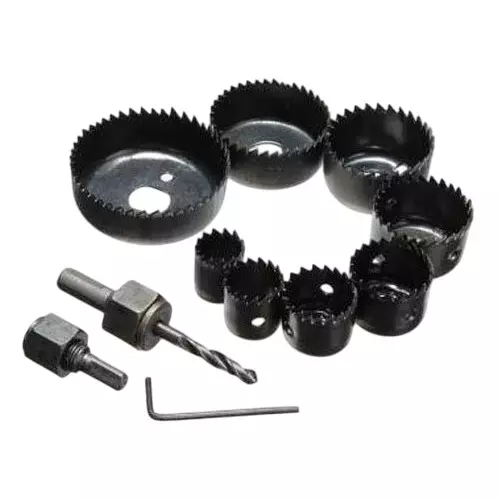 Kshivi Hole saw Cutter Set 19-64 Stainless Steel Black For Wood, Steel, Plastic, Wall (Pack of 11)