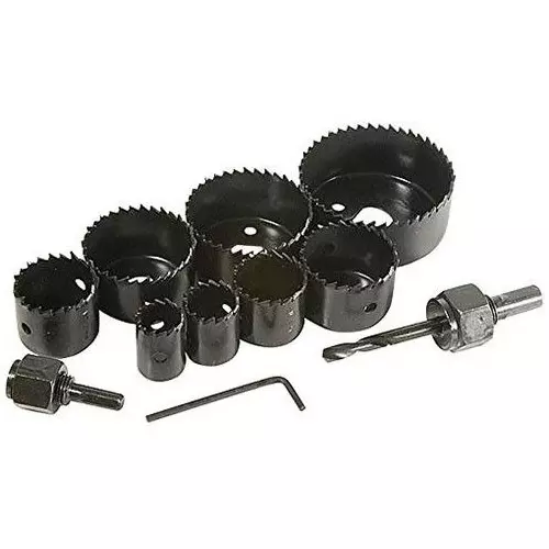 Kshivi Hole saw Cutter Set 19-64 Stainless Steel Black For Wood, Steel, Plastic, Wall (Pack of 11)