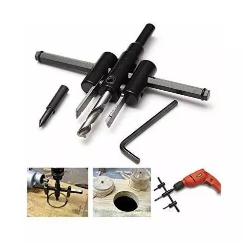SEE INSIDE Circle Cutter Kit 30, 120 mm Auger Drill Black