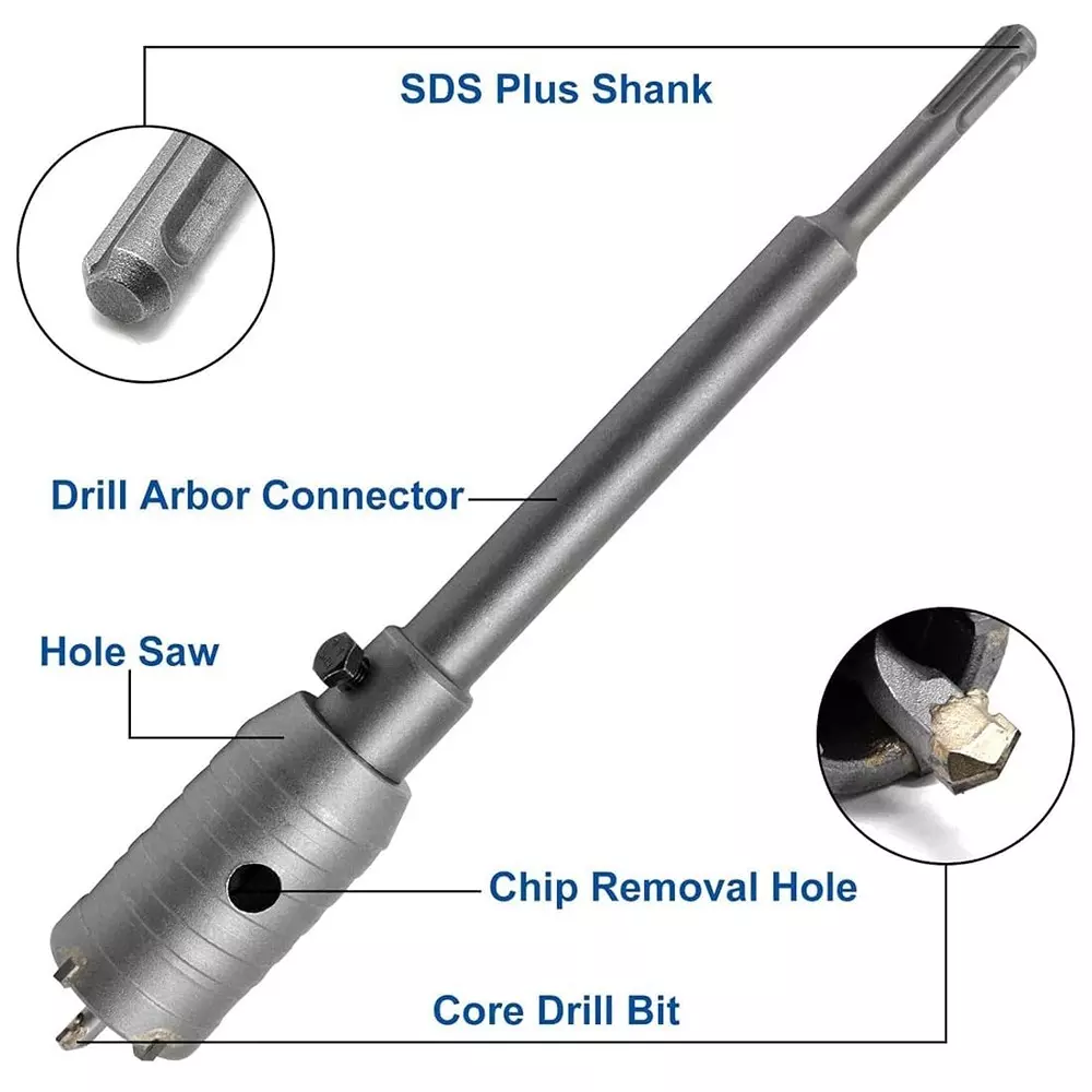 veltrix-concrete-hole-saw-kit-40-mm-and-arbor-sds-plus-200-mm-shank-for-drilling-cement-stone-wall-brick-sands-masonry-sable-rock