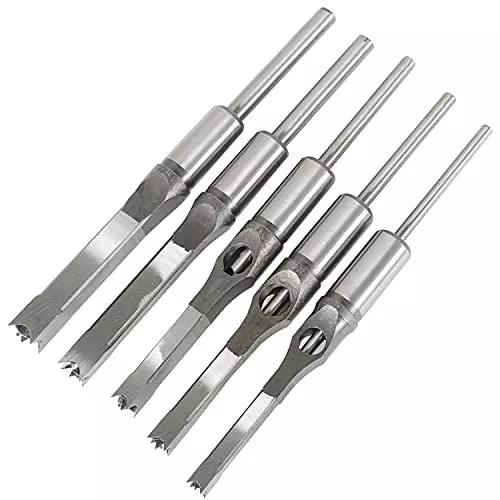 YADAV Square Hole Saw Auger Drill Bit Mortising Chisel Set Woodworking (Pack of 5)
