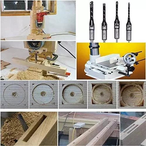 YADAV Square Hole Saw Auger Drill Bit Mortising Chisel Set Woodworking (Pack of 5)