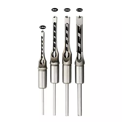 YADAV Mortise Square Hole Saw Auger Drill Bit Chisel Set Woodworking (6 mm, 8 mm, 9.5 mm, 14 mm) (Se of 4)