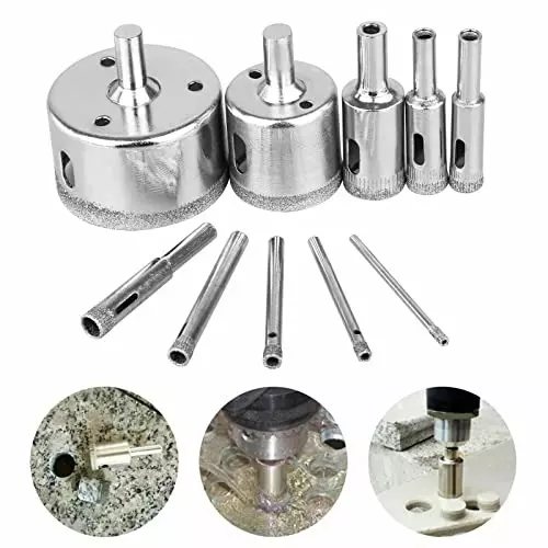YADAV Diamond Drill Bit Hole Saw Set 5 to 50 mm for Tile, Marble & Glass Cutting (Set of 10)