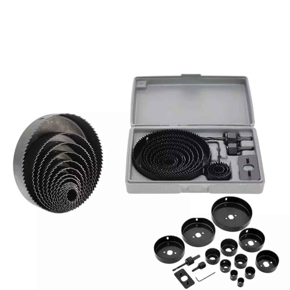 Muktanand Enterprise Hole Saw Drill Bit Set 19-127 mm Black For Plasterboard, Plastic, Wood, Mdf, Aluminum, Computer Tables (Pack of 16)