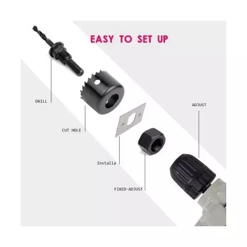 Muktanand Enterprise Hole Saw Drill Bit Set 19-127 mm Black For Plasterboard, Plastic, Wood, Mdf, Aluminum, Computer Tables (Pack of 16)