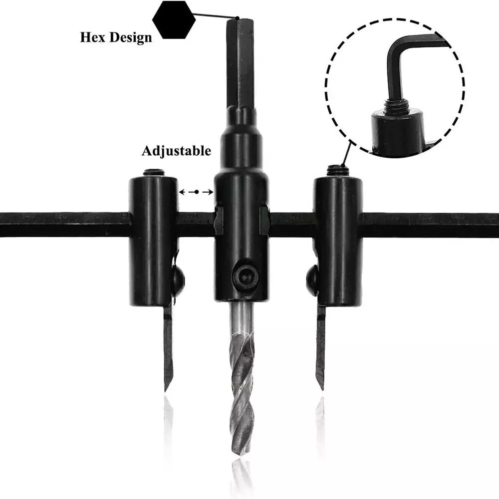 TruTool Circle Cutter Kit 30, 120 mm Alloy Steel Black For Speaker Openings, Spotlights Openings, Drilling Operations
