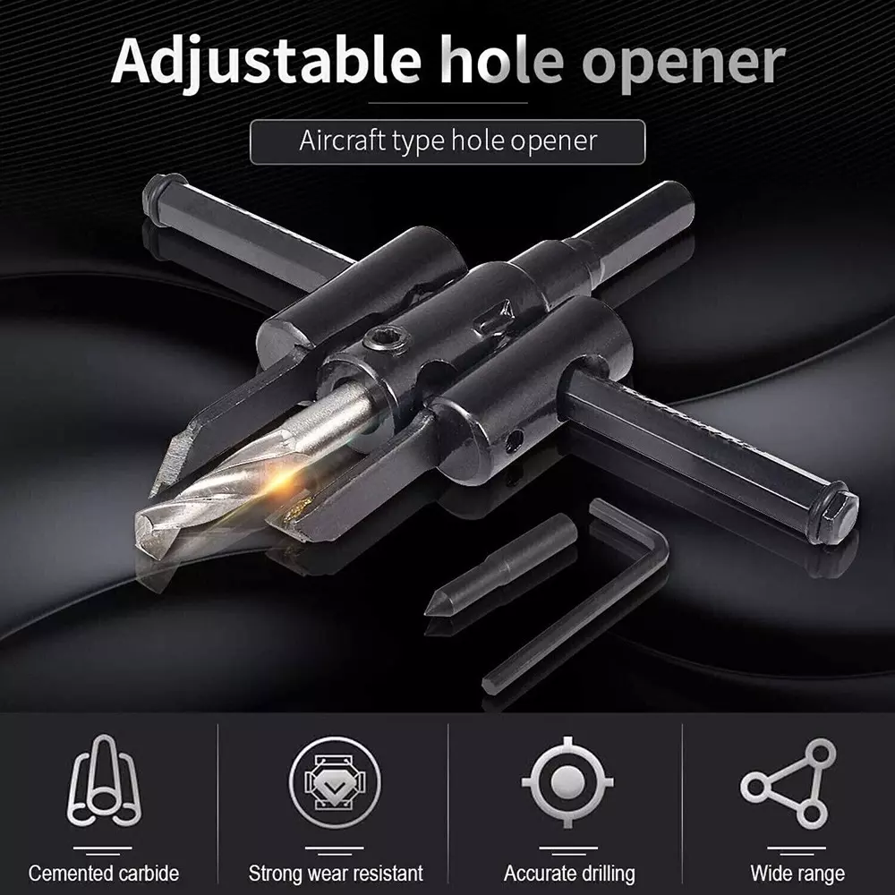 TruTool Circle Cutter Kit 30, 120 mm Alloy Steel Black For Speaker Openings, Spotlights Openings, Drilling Operations