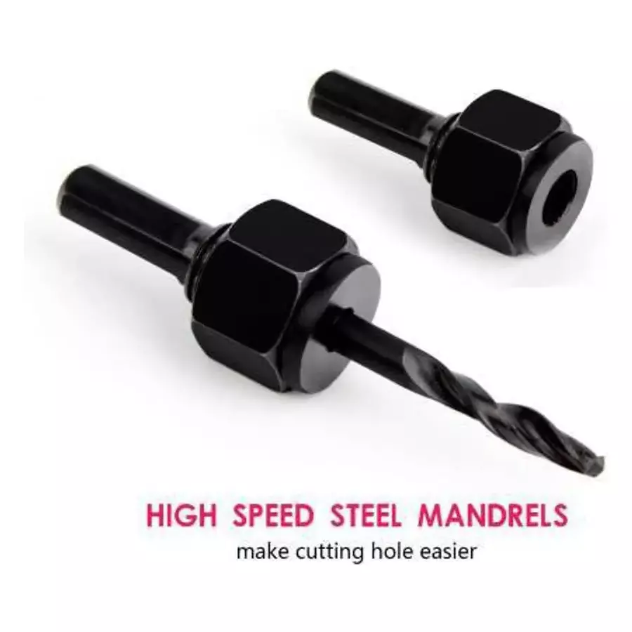 Saysha Hole Saw Set High Quality Alloy Black 8 Bits (19-64 mm) for Wood, Plastics & Thin Metal
