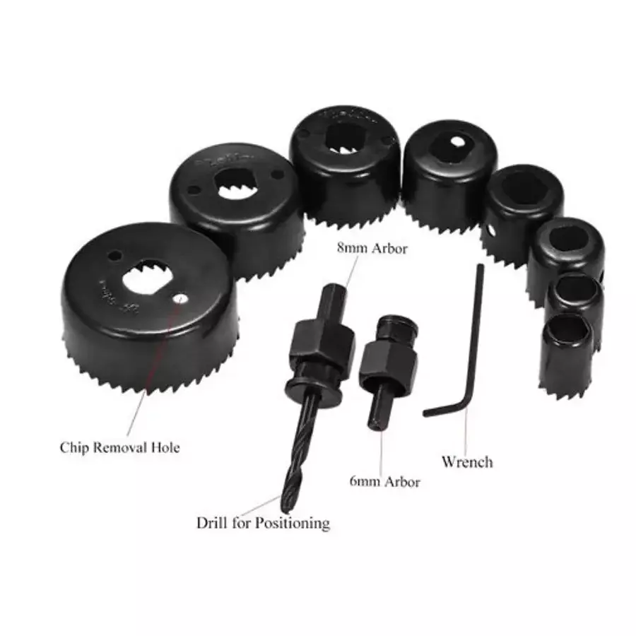 Kshivi 11 Pcs Latest Drill Bit Set Holesaw Woodworking 19 to 64 mm (3/4 to 2 1/2 inch) Size