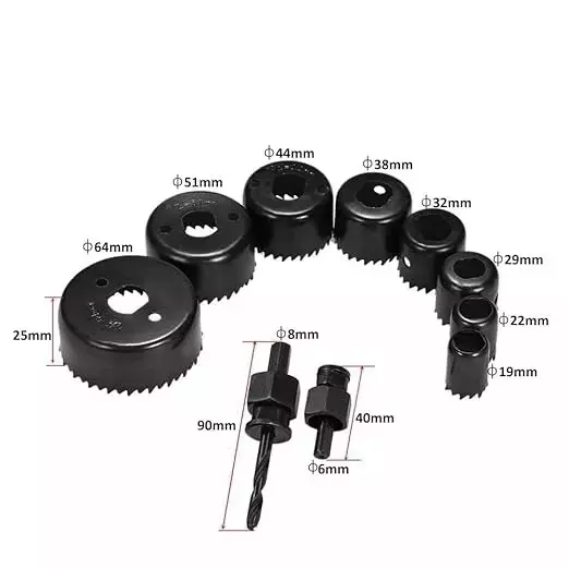 GENERIC Hole Saw Drill Bit Set High Carbon Steel Black Oxide (Pack of 5)