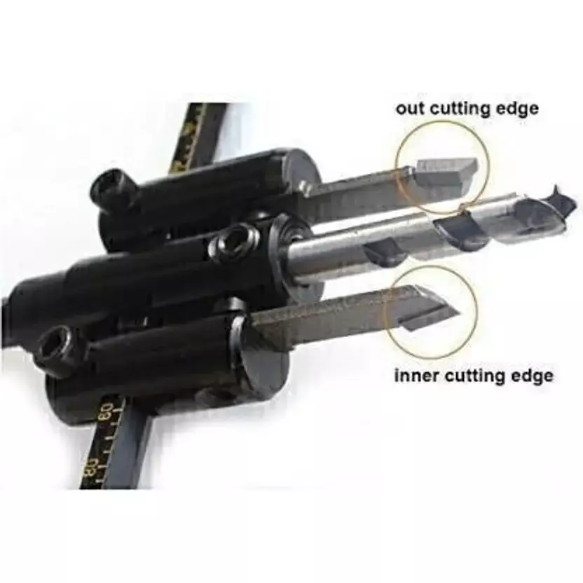 Saysha Adjustable Circle Hole Saw Cutter Set with 2 Changeable Centre Bits, Black