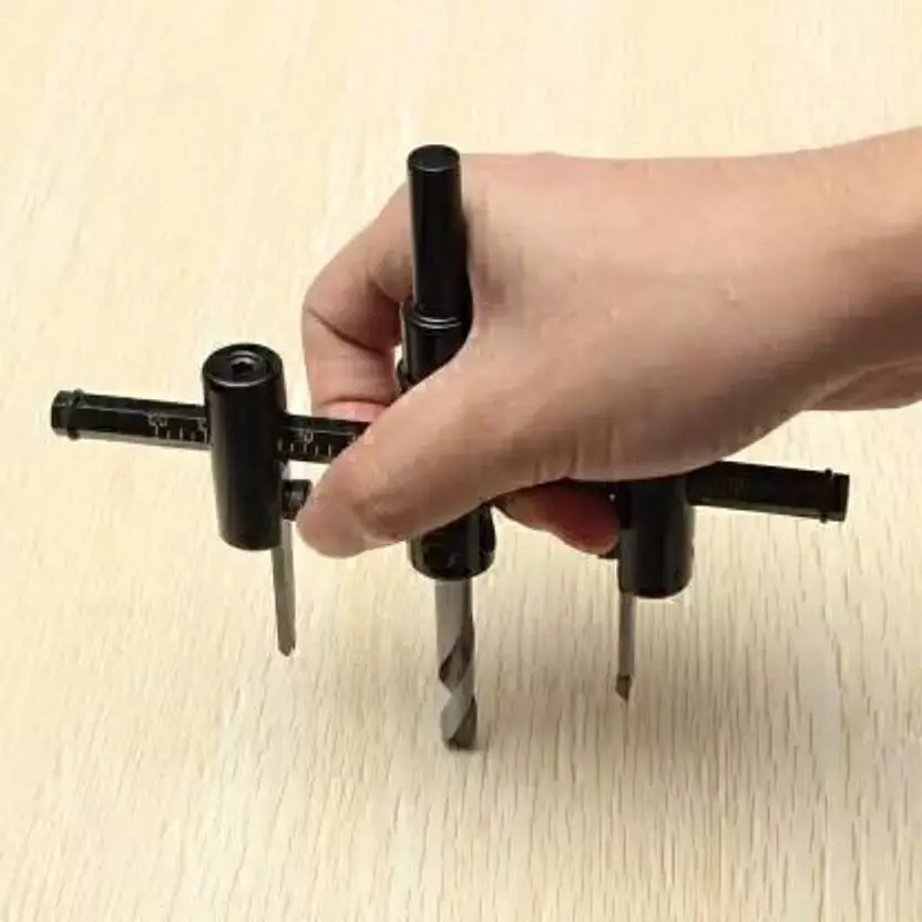 Saysha Adjustable Circle Hole Saw Cutter Set with 2 Changeable Centre Bits, Black