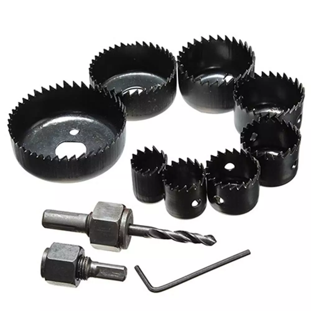 DY TOOLS Hole Saw Cutter Set 19-64 mm Saw Size for Cutting Wood & Thin Metal Plate (Set of 11 Pcs)