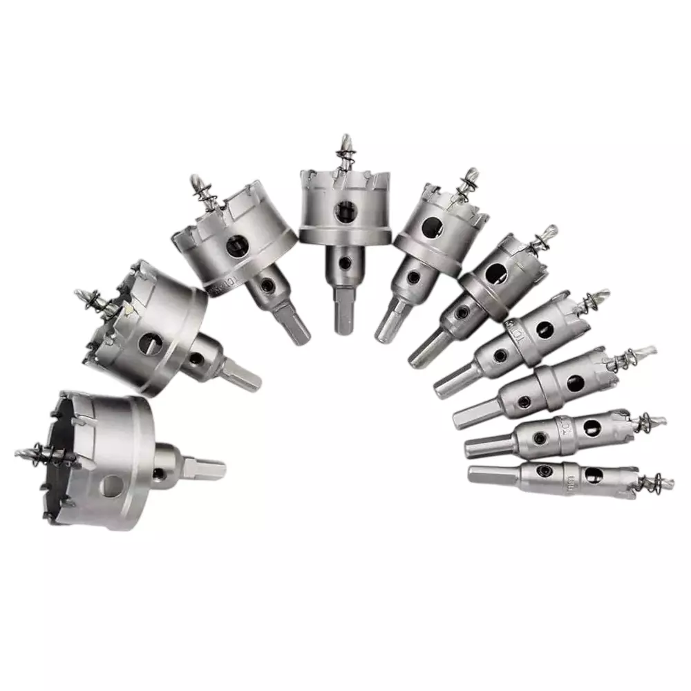 Veltrix 10 Pcs TCT Hole Saw Set (14 to 50 mm) Size Carbide for Cuts Stainless Steel, Mild Steel, Cast Iron, Aluminium & More