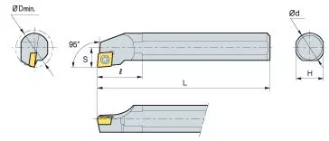 KORLOY Screw-on-System Internal Holder A10H-SCLCL-06