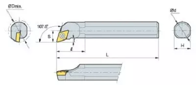 KORLOY Screw-on-System Internal Holder A10H-SDQCR-07
