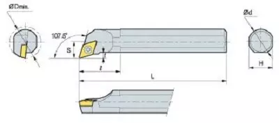 KORLOY Screw-on-System Internal Holder A20Q-SDQCR-11