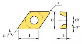 KORLOY Turning Insert DCMT11T308-C25 Grade NC3120