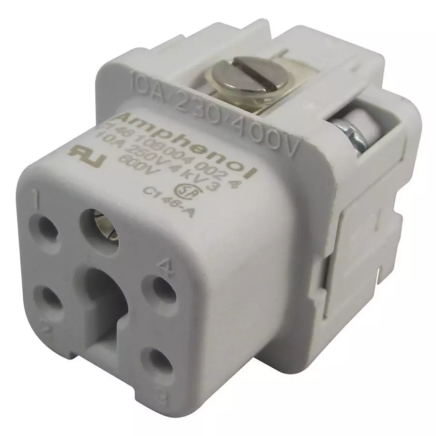 AMPHENOL SINE/TUCHEL INSERT, RECEPTACLE, 4+PE WAY, SCREW, C146 10B004 002 4