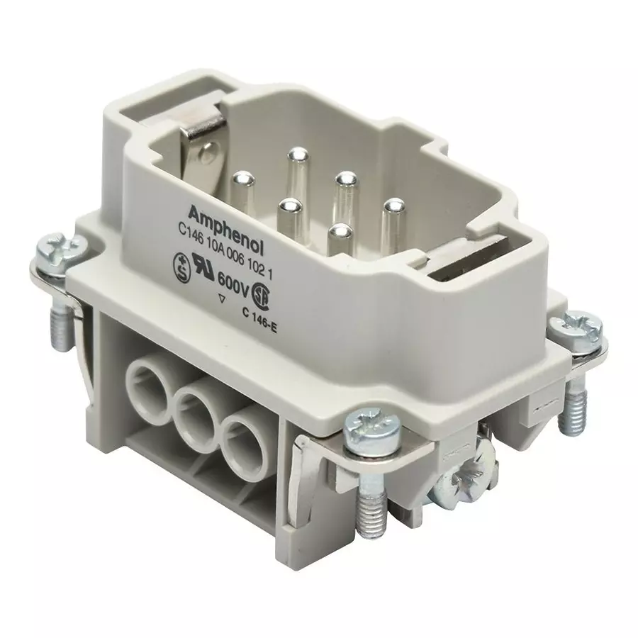 AMPHENOL SINE/TUCHEL RECTANGULAR INSERT, PLUG, 6WAY, SCREW, C146-10A006-102-1